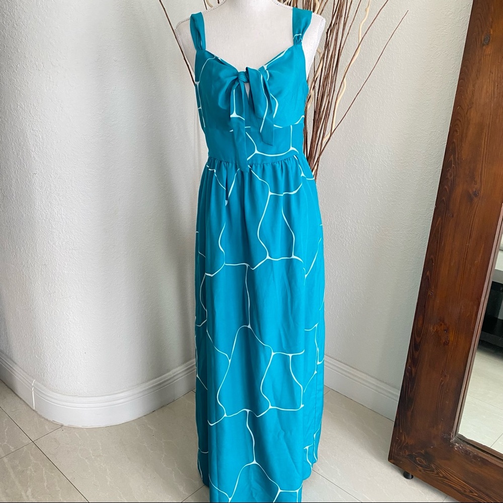 Susana Monaco Sleeveless Empire Maxi Dress Chameleon Blue Size 8